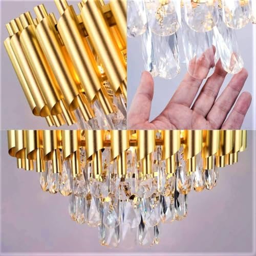 Murphy Radiance 500mm Golden Crystal Pendant Light | Modern Round Ceiling Chandelier for Living Room, Bedroom & Hall (Antique Gold, 3-in-1 LED Plate – Warm White, Natural White, Cool White, Pack of 1) - Image 5
