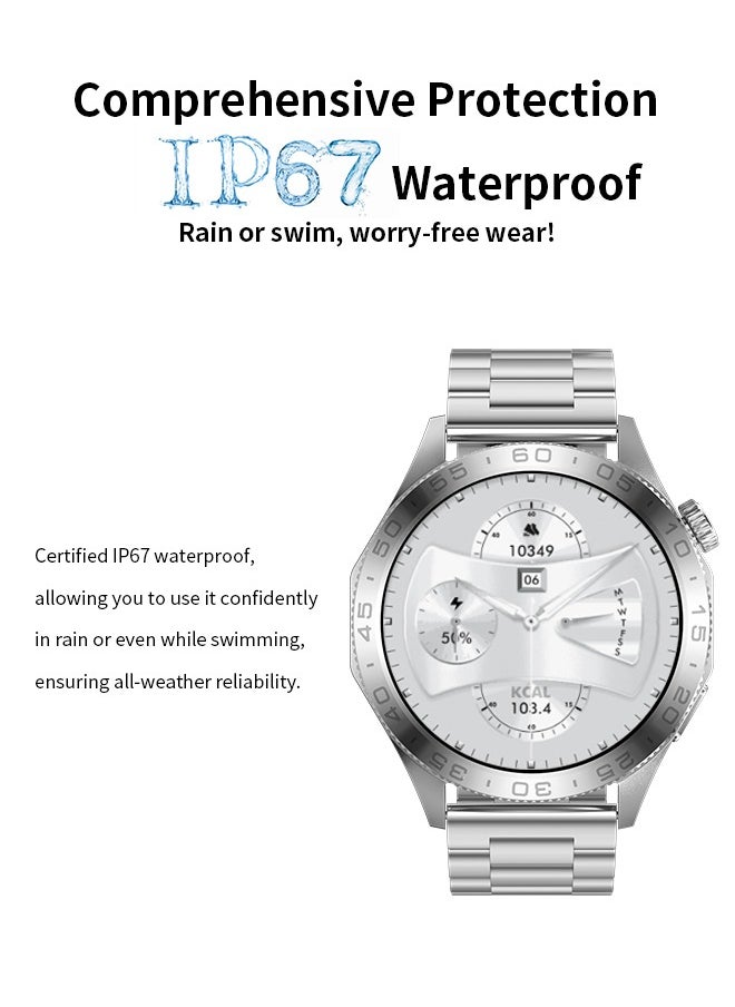 WAPIK - Korean Brand Smart Watch ST20，Business Smartwatch, Waterproof Fitness Watch, Bluetooth Calling, Compatible with Android and iOS,Smartwatch For Men, Zinc Alloy Vacuum Plating, Heart Rate Monitoring，border is silver, two-tone straps with green and silver - Image 1