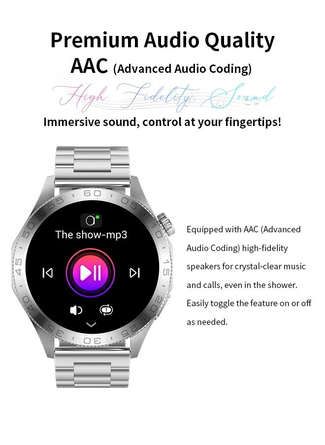 WAPIK - Korean Brand Smart Watch ST20，Business Smartwatch, Waterproof Fitness Watch, Bluetooth Calling, Compatible with Android and iOS,Smartwatch For Men, Zinc Alloy Vacuum Plating, Heart Rate Monitoring，border is silver, two-tone straps with green and silver - Image 1