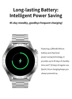 WAPIK Korean Brand Smart Watch ST20，Business Smartwatch, Waterproof Fitness Watch, Bluetooth Calling, Compatible with Android and iOS,Smartwatch For Men, Zinc Alloy Vacuum Plating, Heart Rate Monitoring，border is silver, two-tone straps with green and silver  - Image 4