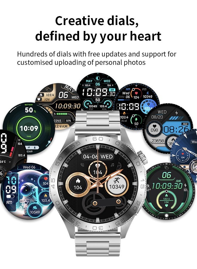 WAPIK - Korean Brand Smart Watch ST20，Business Smartwatch, Waterproof Fitness Watch, Bluetooth Calling, Compatible with Android and iOS,Smartwatch For Men, Zinc Alloy Vacuum Plating, Heart Rate Monitoring，border is silver, two-tone straps with green and silver - Image 1