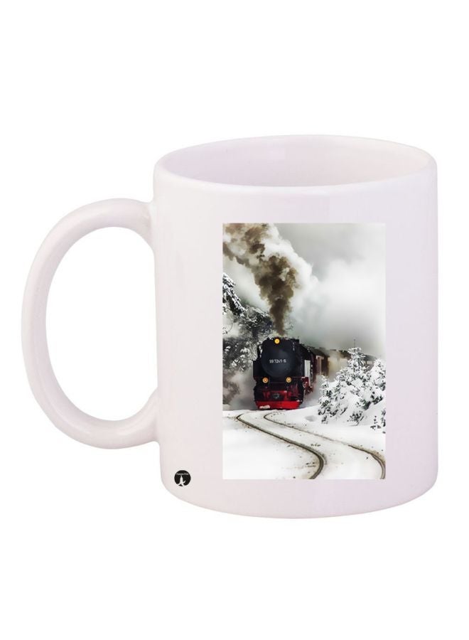 RYN Train Printed Coffee Mug White/Black/Grey 11ounce