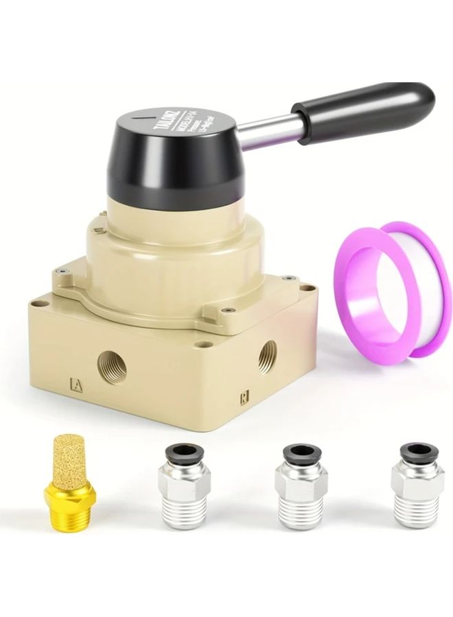 HV 03 1 4 NPT Pneumatic Rotary Valve 3 Position 4 Way Air Flow Control Adjustable Height - Image 1