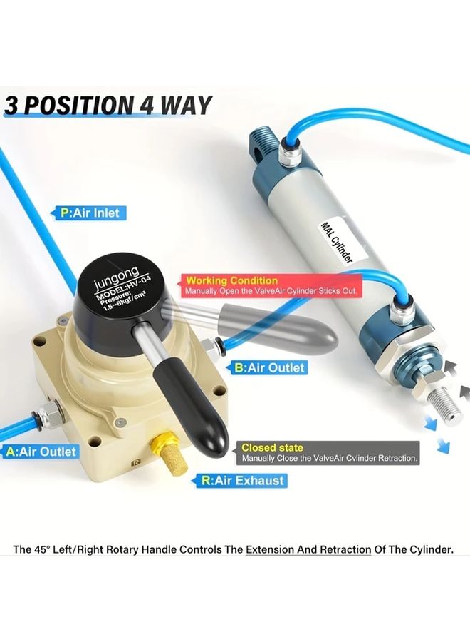 HV 03 1 4 NPT Pneumatic Rotary Valve 3 Position 4 Way Air Flow Control Adjustable Height - Image 3
