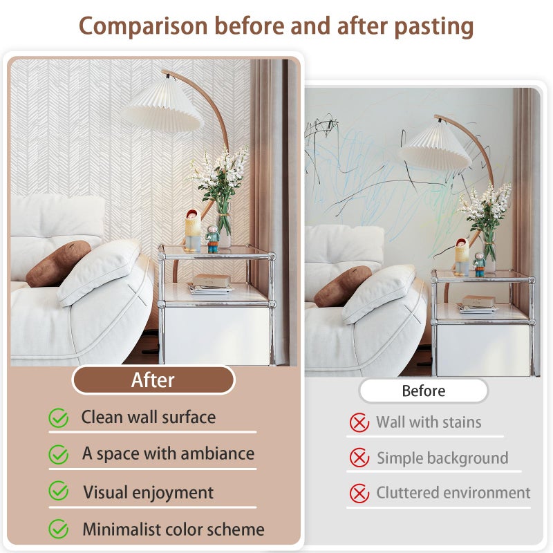 MelunMer Modern Peel and Stick Wallpaper Boho Contact Paper for Cabinets 78.7" L 17.3" W Stripe Grey Contact Paper Line Self-Adhesive Removable Wallpaper for Bathroom Bedroom Shelf Liner Easy to Use - Image 3