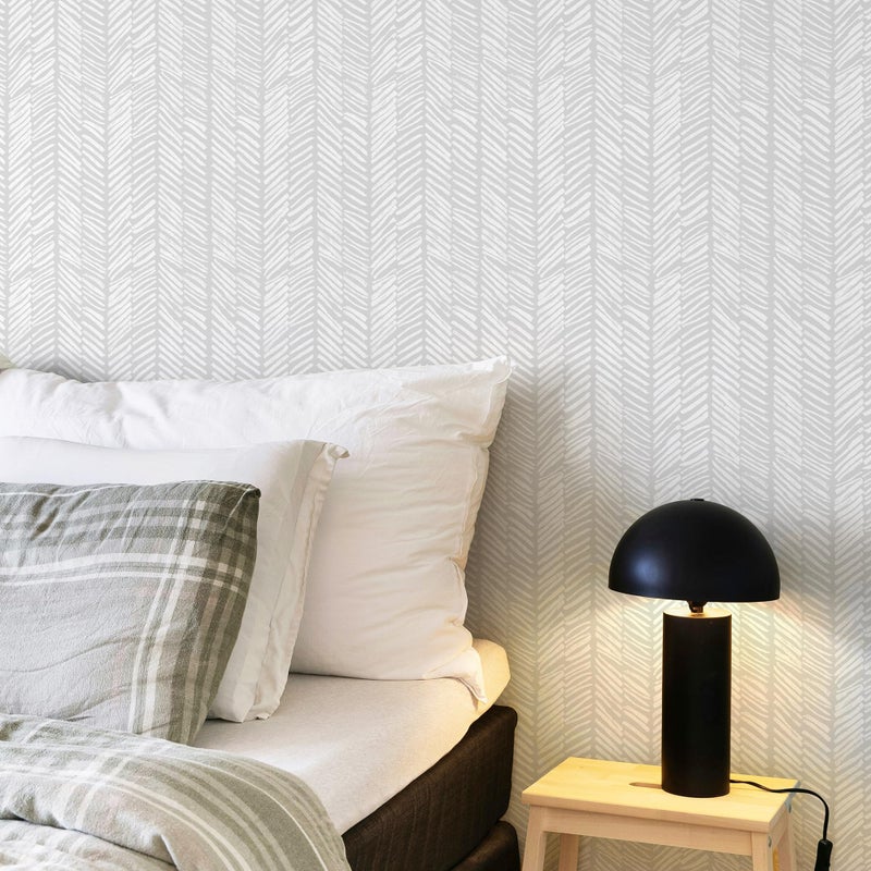 MelunMer Modern Peel and Stick Wallpaper Boho Contact Paper for Cabinets 78.7" L 17.3" W Stripe Grey Contact Paper Line Self-Adhesive Removable Wallpaper for Bathroom Bedroom Shelf Liner Easy to Use - Image 2