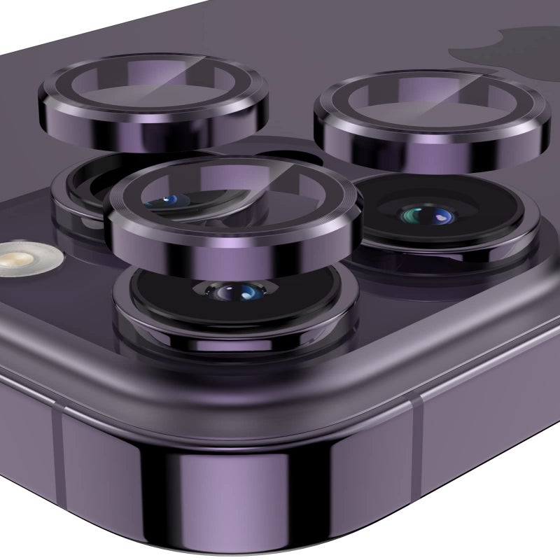 YWXTW Designed for iPhone 14 Pro Max Camera Lens Protector for iPhone 14 Pro Camera Lens Protector Individual Metal Anti Scratch HD Clear Case Friendly Tempered Glass Camera Cover 1 Set Purple - Image 2