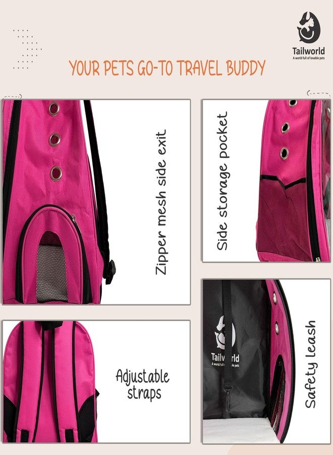 Tailworld Portable Pet Carrier Backpack for Cats & Small Dogs - Transparent Window, 9 Air Vents, Breathable Mesh, Built-in Safety Leash, Lightweight Travel Bag for Outdoor & Travel (Pink) - Image 5