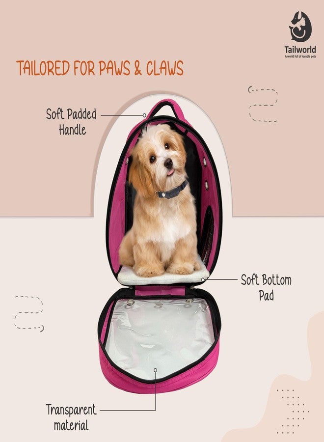 Tailworld Portable Pet Carrier Backpack for Cats & Small Dogs - Transparent Window, 9 Air Vents, Breathable Mesh, Built-in Safety Leash, Lightweight Travel Bag for Outdoor & Travel (Pink) - Image 4