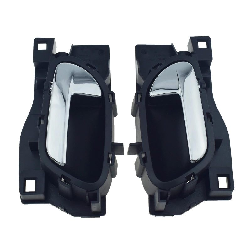 Black Interior Door Handle 2pcs Tool-Free Installation Perfect OE Fit - Polished Chrome Finish Ergonomic Grip Direct Replacement Handle for Peugeot 207 Citroen C3 - Image 1