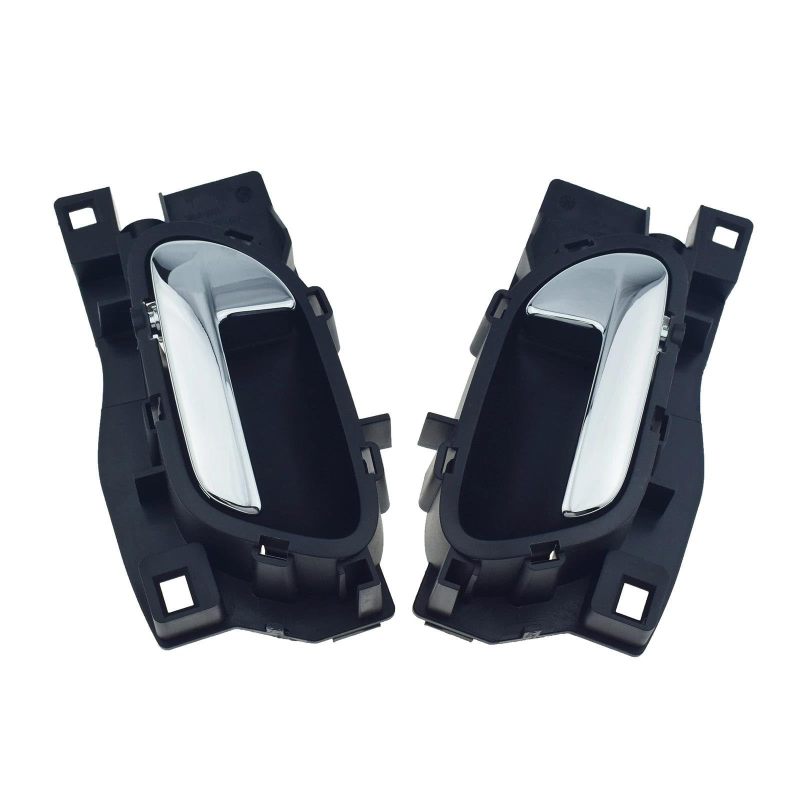 Black Interior Door Handle 2pcs Tool-Free Installation Perfect OE Fit - Polished Chrome Finish Ergonomic Grip Direct Replacement Handle for Peugeot 207 Citroen C3 - Image 2