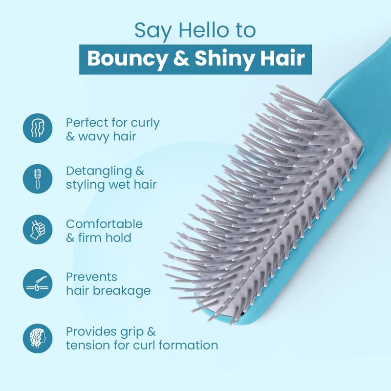 Rey Naturals Rey Naturals Hair Styling Brush Curl Defining Hair Brush for Thick Curly Wavy Hair Hair Comb Hair Brush for Women Men Blue - Image 4