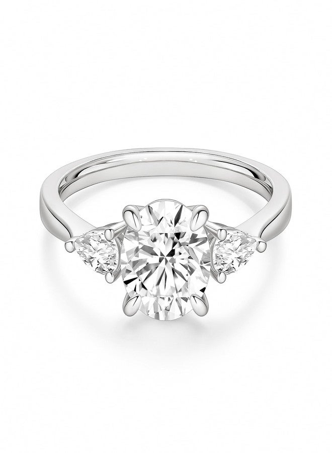 EAMTI 2CT Engagement Rings for Women Round Cut CZ 3-Stone Promise Wedding Bands Travel Silver Ring White Gold Plated Size 4 - Image 1