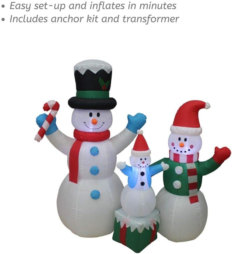 Impact Canopy Christmas Inflatable Decoration, Outdoor Holiday Lighted Snowman Family - Kid On Box, 5' Tall - Image 3