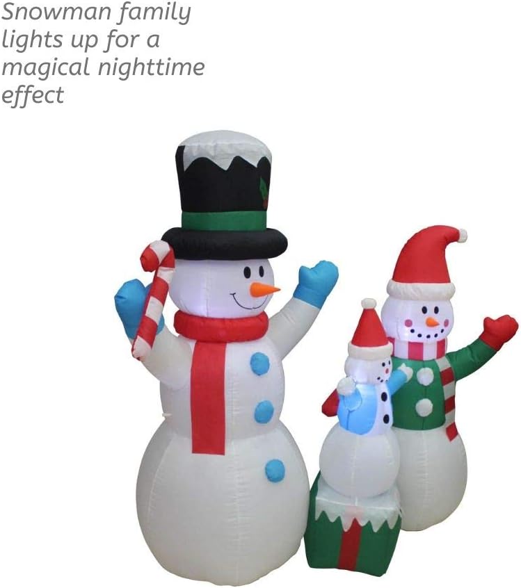 Impact Canopy Christmas Inflatable Decoration, Outdoor Holiday Lighted Snowman Family - Kid On Box, 5' Tall - Image 2