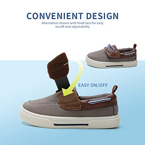 tombik Toddler Shoes Boys Canvas Sneakers Kids Loafers for Walking Fall Brown 11 US Little Kid - Image 5