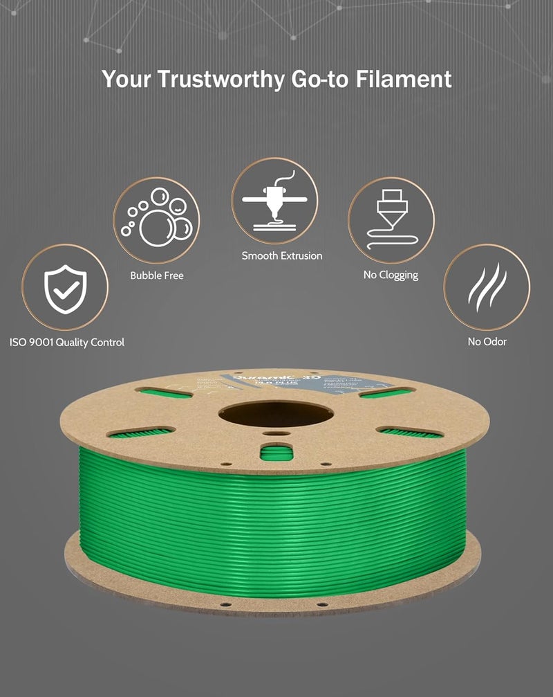 DURAMIC 3D PLA+ Filament 1.75mm 1Kg Green, PLA Plus Filament 1Kg Spool(2.2lbs) Tougher and Stronger, Dimensional Accuracy Probability +/- 0.02mm - Image 5