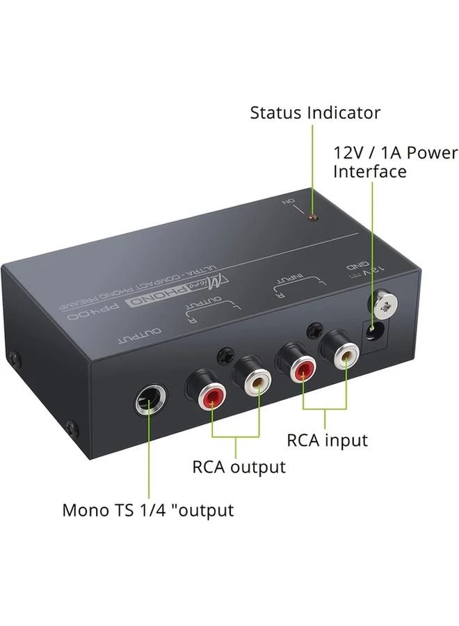 Phono Preamplifier PP400 Heavy Duty Metal Shell Turntable Preamp RCA Input Output USB Powered - Image 5