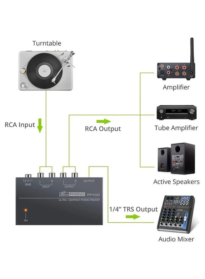 Phono Preamplifier PP400 Heavy Duty Metal Shell Turntable Preamp RCA Input Output USB Powered - Image 4
