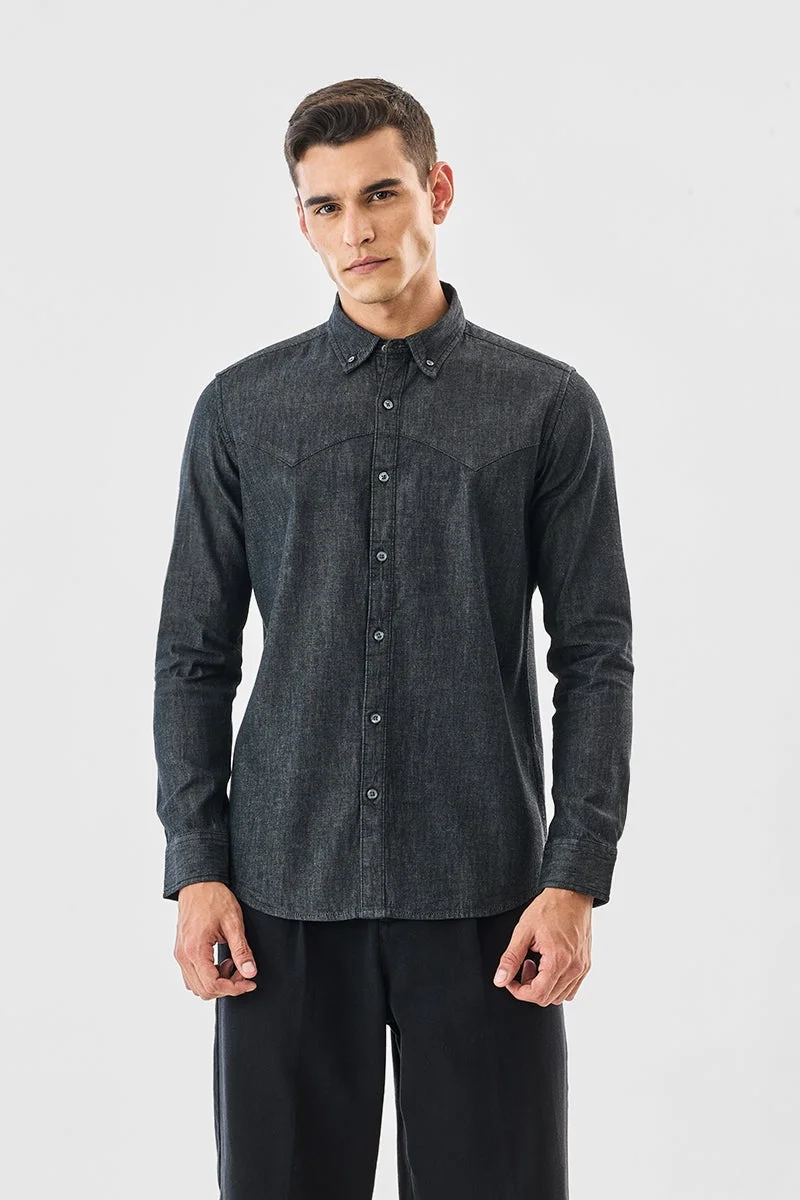 سنيتش قميص جينز بقصة عادية