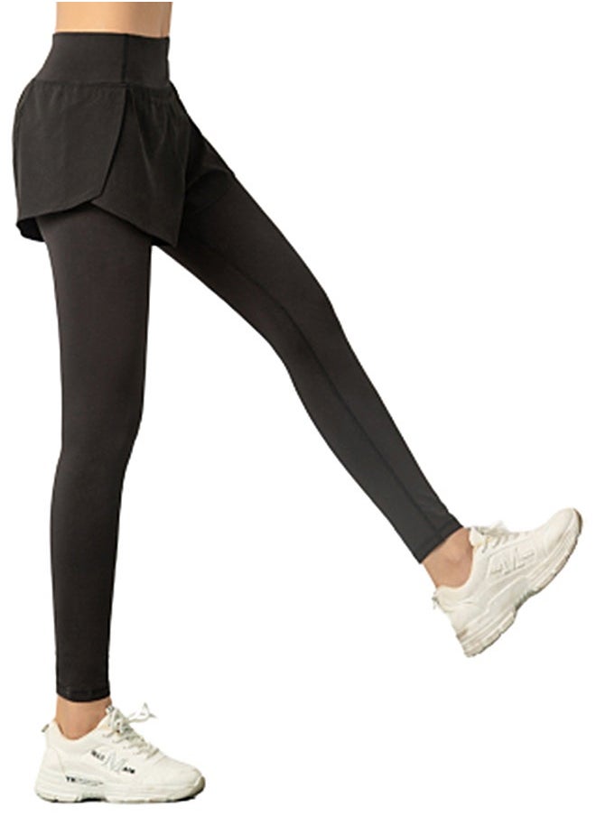 NIBEMINENT Solid Layered Sports Leggings Black  - Image 4