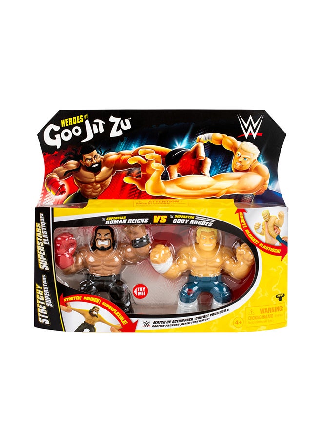 GOO JIT ZU Roman Reigns & Cody Rhodes WWE Pack , Stretchy Superstars with Unique Gel Filling , Stretches 3X , Ages 4+ , Heroes of Goo Jit Zu  - Image 1