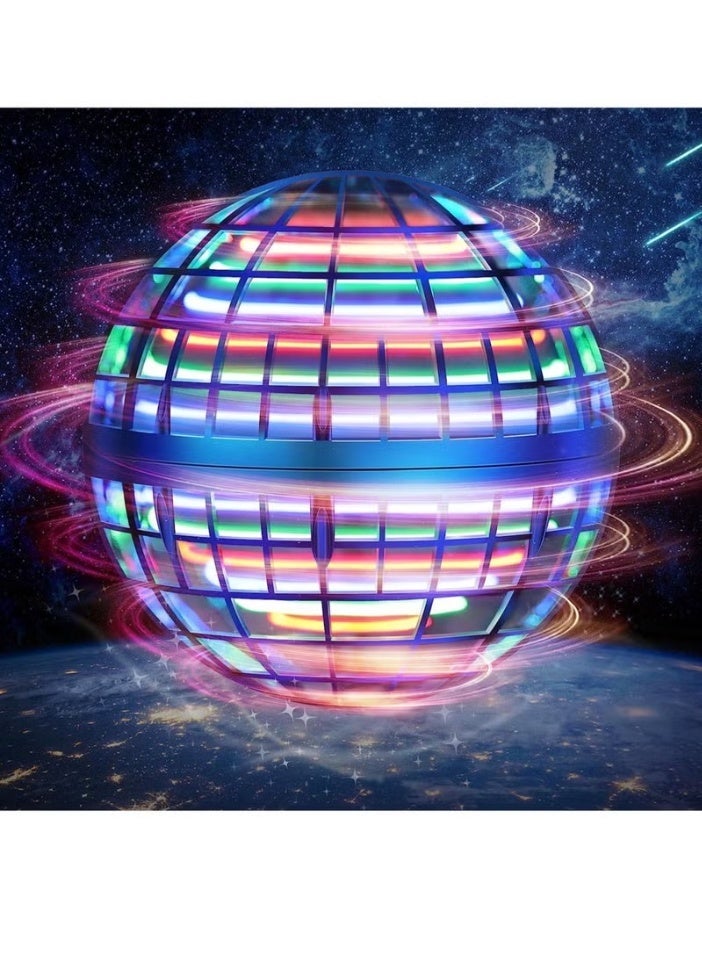 لعبة الكرة الطائرة المضيئة (Flying Orb Ball) - كرة طائرة بتأثير "البوميرانغ" - هدية رائعة للأولاد والبنات والمراهقين (من سن 6 إلى 12 عاماً فما فوق) - طائرة درون صغيرة تُتحكم بها باليد بتصميم كروي فضائي - مناسبة للعب في الأماكن المغلقة والمفتوحة (اللون: أزرق) - Image 1
