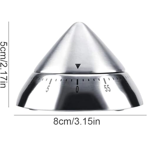 HomeAra 1 PCS Cone-Shaped Kitchen Timer | Cute Manual Stainless Steel Mechanical Countdown Timer with Loud Alarm | Visual Cooking, Baking, Cooking, Egg Timer, Kitchen Gadget, Home, Sports, Kids - Image 4
