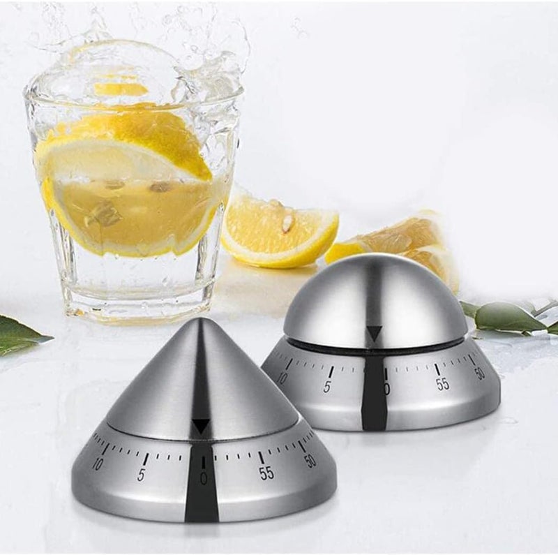 HomeAra 1 PCS Cone-Shaped Kitchen Timer | Cute Manual Stainless Steel Mechanical Countdown Timer with Loud Alarm | Visual Cooking, Baking, Cooking, Egg Timer, Kitchen Gadget, Home, Sports, Kids - Image 2