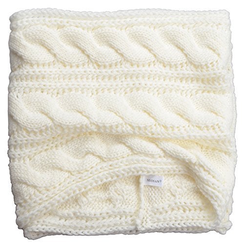 NEOSAN Womens Thick Ribbed Knit Winter Infinity Circle Loop Scarf Twist White - Image 4