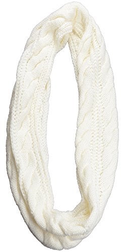NEOSAN Womens Thick Ribbed Knit Winter Infinity Circle Loop Scarf Twist White - Image 2