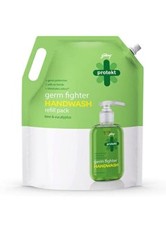 Godrej Protekt Germ Fighter Handwash Refill | Lime & Eucalyptus - Germ Protection | 1.5 L  - Image 1