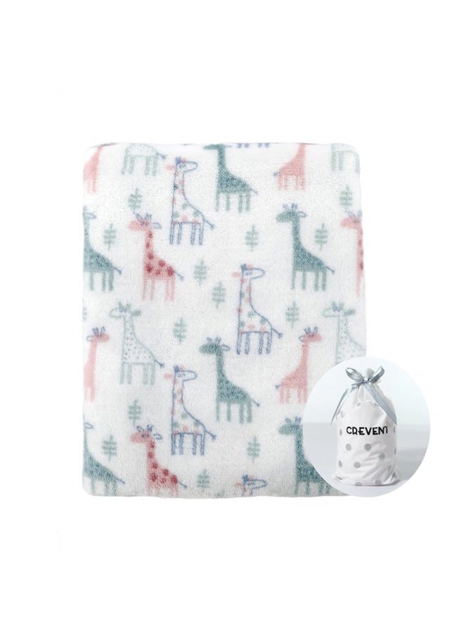 CREVENT Cute Silky Plush Baby Blanket for Girls & Boys Infants Toddlers Newborns Crib Cot Stroller, Giftable Suitable for All Season - Ivory Giraffe - Image 1
