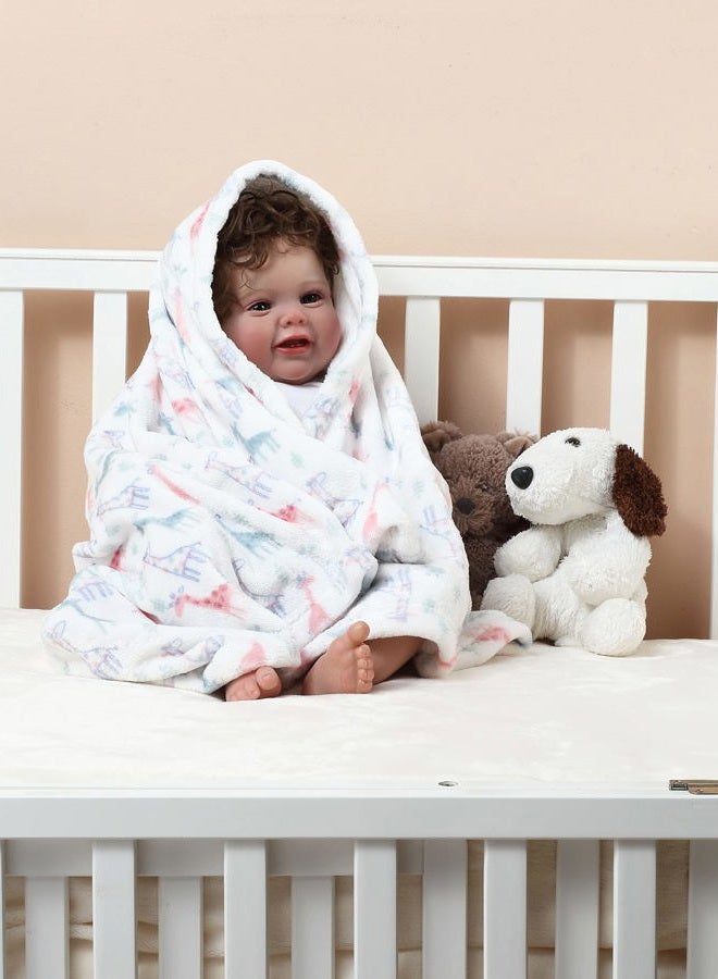 CREVENT Cute Silky Plush Baby Blanket for Girls & Boys Infants Toddlers Newborns Crib Cot Stroller, Giftable Suitable for All Season - Ivory Giraffe - Image 4