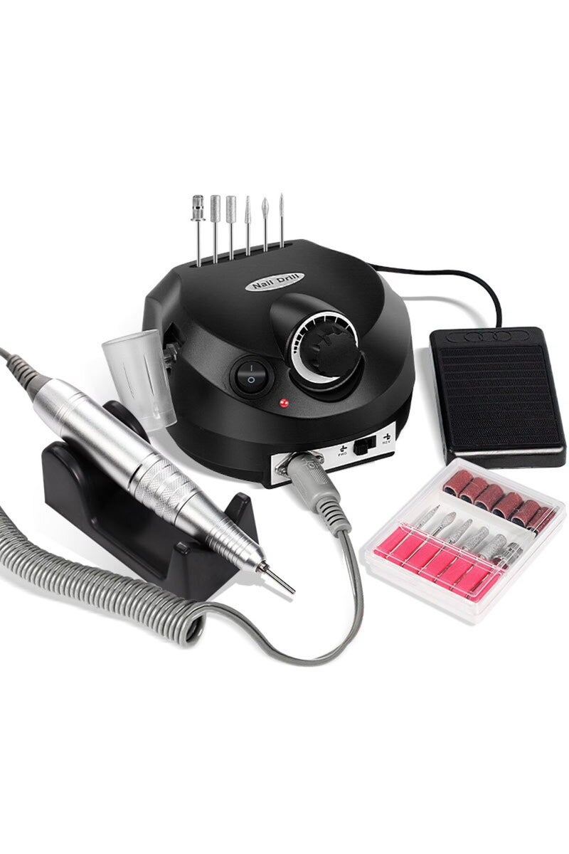 erorex US Black 35000RPM Electric Nail Drill Machine Manicure Pedicure Professional Nail Lathe Low Noise Cu