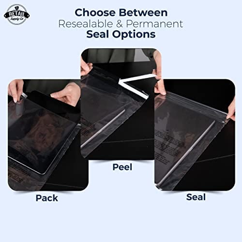 Retail Supply Co Clear Poly Bags with Suffocation Warning - Choose 6x9, 8x10, 9x12, 11x14, 14x20 or 20x24 (9x12 Resealable) - Image 4