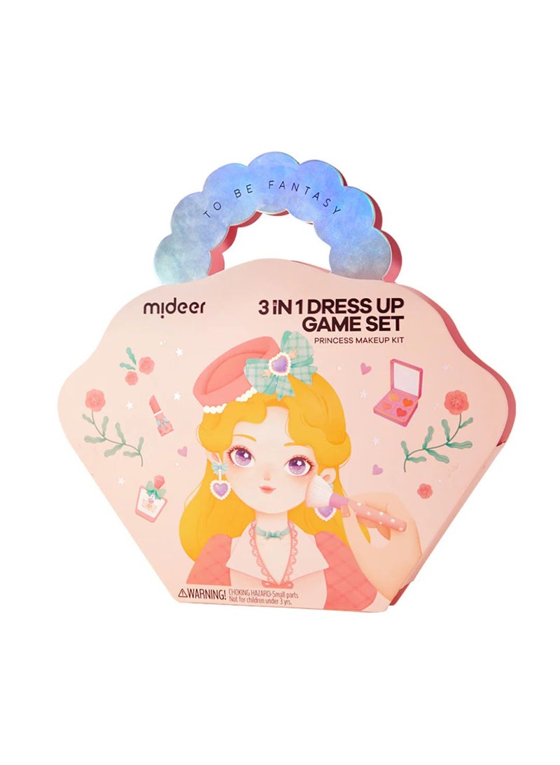 MiDeer 3-in-1 Princess Dress Up Game Set – Kids Makeup, Gemstone Stickers & DIY Accessories | 200+ PCS Creative Activity Kit for Girls Ages 3+, Portable Vanity Playset - Image 2
