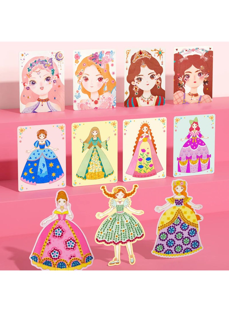 MiDeer 3-in-1 Princess Dress Up Game Set – Kids Makeup, Gemstone Stickers & DIY Accessories | 200+ PCS Creative Activity Kit for Girls Ages 3+, Portable Vanity Playset - Image 5