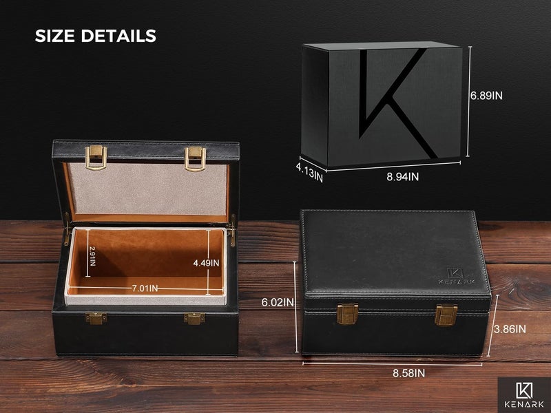 KENARK KK6 PLUS-BK Faraday Key Fob Protector Box, RFID Signal Blocking Shielding Box for Car Keys, Anti-Theft Vintage Faraday Cage with High-Grade Protein Leather, Black - Size: L - Image 5