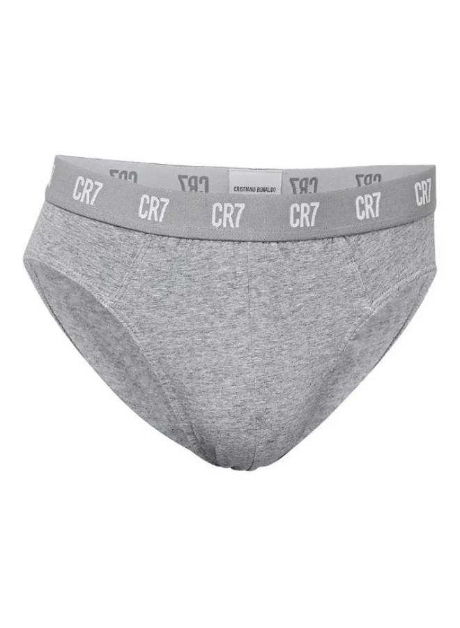 CR7  CR7 Men's Organic Cotton Briefs 3-Pack – Breathable Stretch Underwear (Black, Grey, White) – 95% Organic Cotton, Comfort Fit  | Best Price UAE