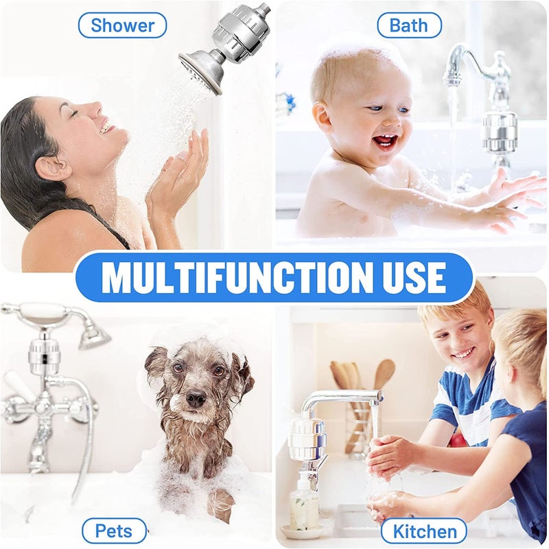 IONIX shower filter shower head combo 8X8 Stainless Steel 304 Shower Head with 15 stage water filter for healthy bath for family DIY hard water filter silver - Image 4