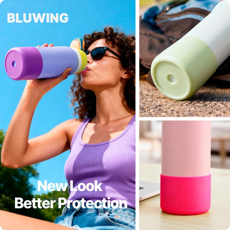 Bluwing Silicone Water Bottle Boot for Owala 40 oz, Anti-Slip Protective Sleeve Bottom for Owala 40oz FreeSip/Twist/Flip Insulated Water Bottle(Rose Red) - Image 2