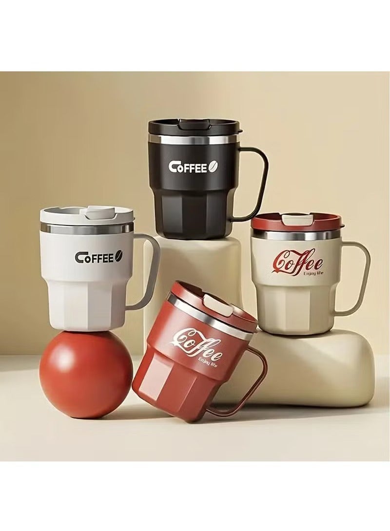 Arabest Coffee Mug, Travel Coffee Mug with Handle, Stainless Steel Insulated Coffee Mug with Lid and Spoon, Coffe Cup, Coffee Tumbler for Water Juice Tea (Creamy White) - Image 2