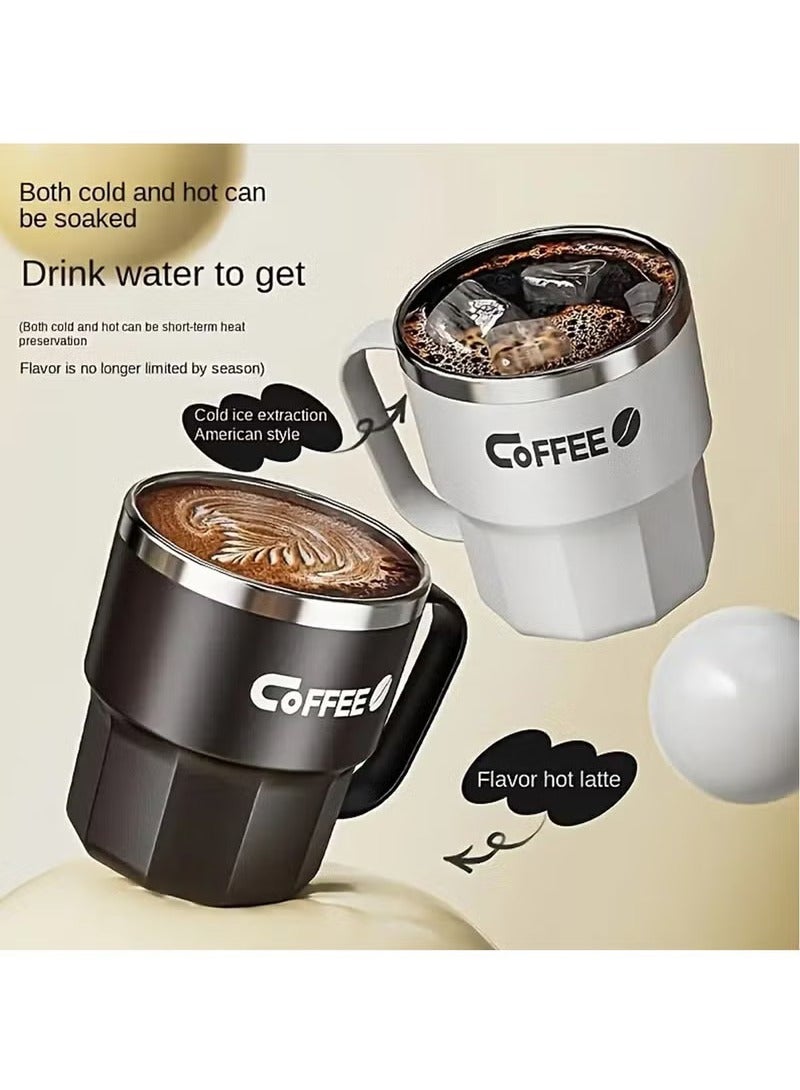 Arabest Coffee Mug, Travel Coffee Mug with Handle, Stainless Steel Insulated Coffee Mug with Lid and Spoon, Coffe Cup, Coffee Tumbler for Water Juice Tea (Creamy White) - Image 4