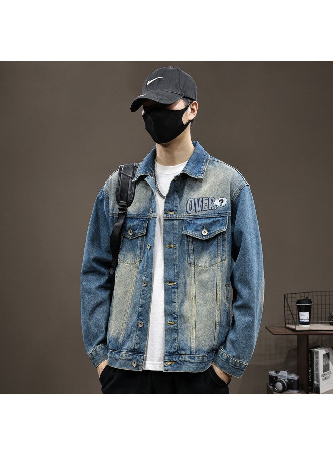 TonLion 2025 Spring Youth Loose-fit Versatile American Casual Denim Jacket Men's Vintage Washed Shirt - Image 3