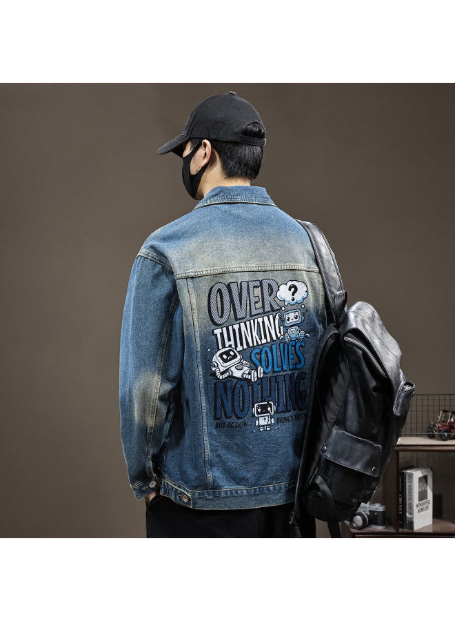 TonLion 2025 Spring Youth Loose-fit Versatile American Casual Denim Jacket Men's Vintage Washed Shirt - Image 2