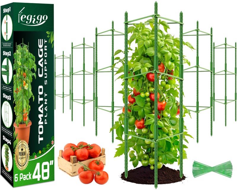 Legigo 6-Pack Tomato Cage for Garden Plant Support- Up to 48inch Garden Stakes Tomato Cage, Tomato Trellis for Potted Plants, Tomato Cages Plant Stakes for Climbing Vegetables Plants Flowers - Image 1