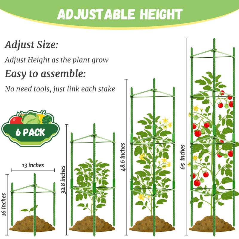 Legigo 6-Pack Tomato Cage for Garden Plant Support- Up to 48inch Garden Stakes Tomato Cage, Tomato Trellis for Potted Plants, Tomato Cages Plant Stakes for Climbing Vegetables Plants Flowers - Image 2