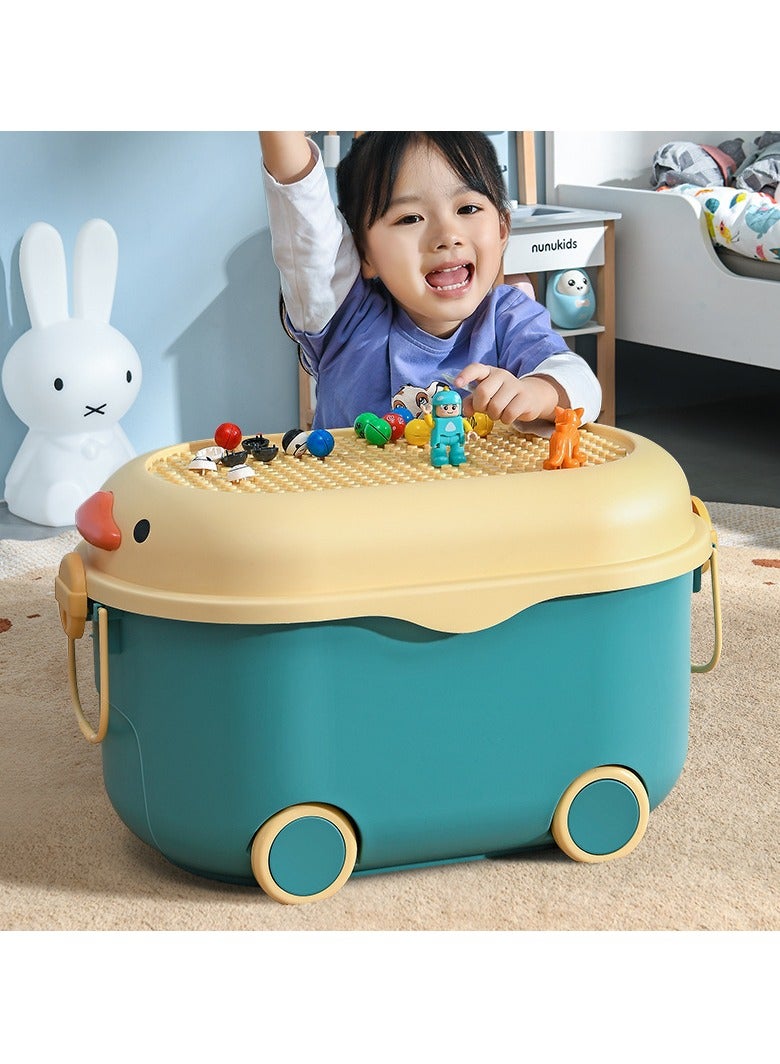 Golden Kids Toy Storage Box Children Toy Box Large Storage Bin Rolling Storage Organizer/Basket/Trunk for Kids Clothes Toys Storage Cube Home Chest Toy Storage Organizer Container with Wheels for Kids(Red-L)  - Image 3