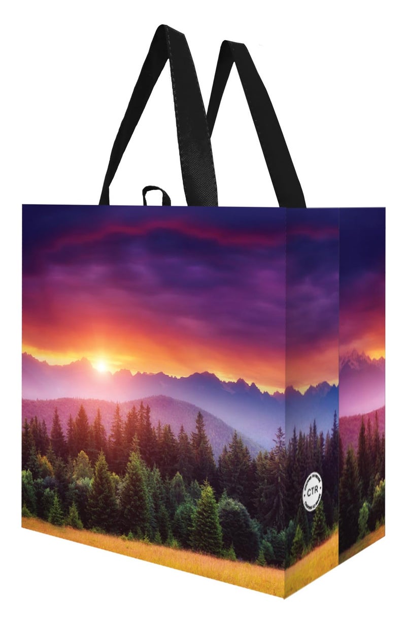 Earthwise Reusable Shopping BAgs Extremely Durable Multi Use Large Stylish Fun Foldable Water-Resistant Totes (5, Sunset) - Image 5